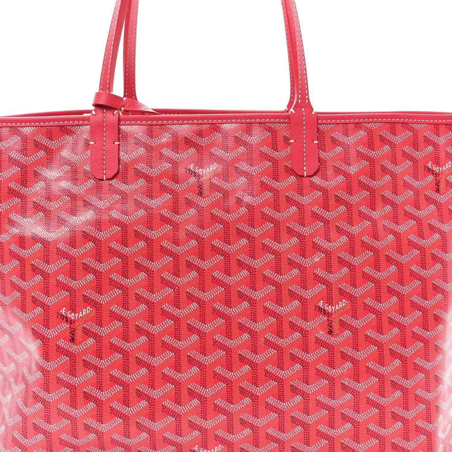Fuchsia patterned tote bag front view with two top handles and repeating Goyardine texture