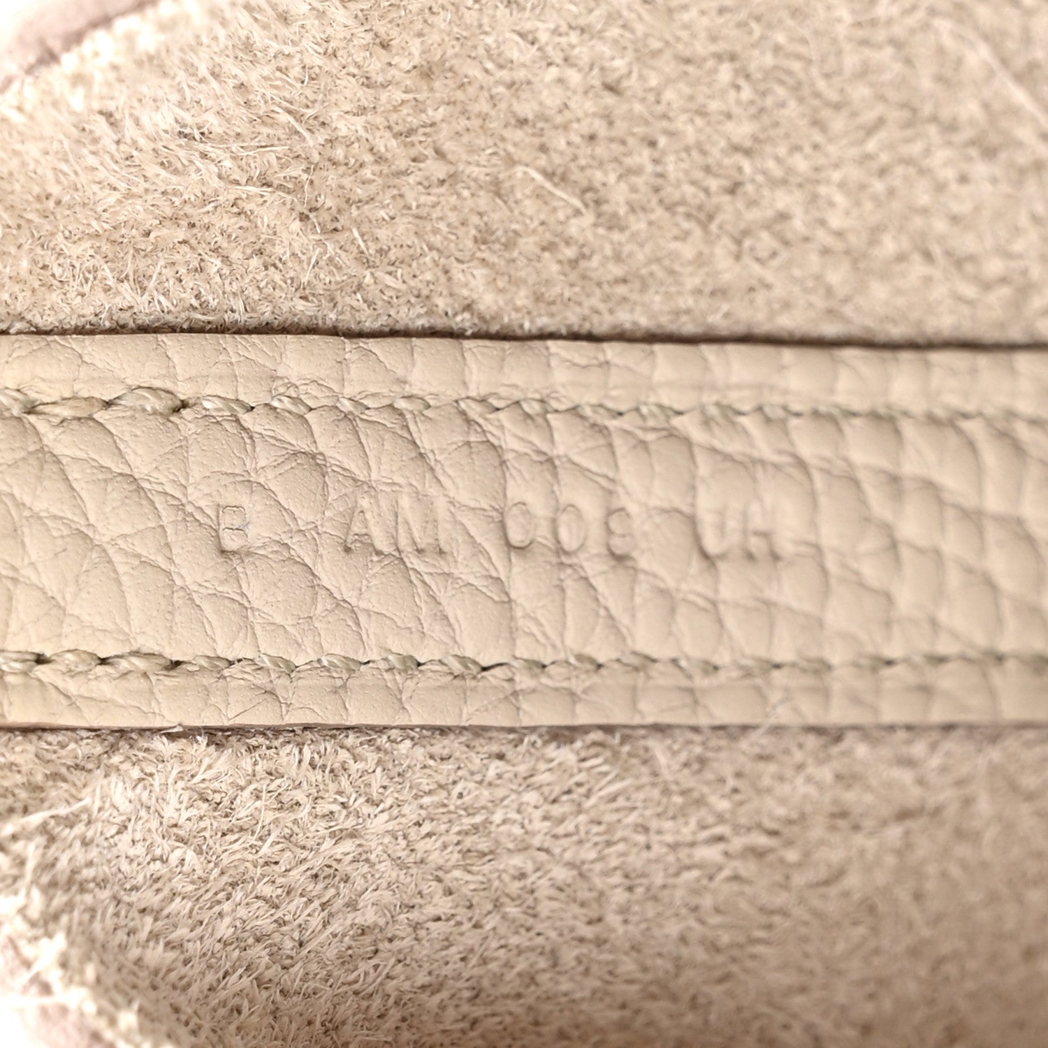 Ivory leather tote bag seam stitching detail
