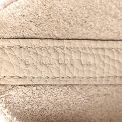 Ivory leather tote bag seam stitching detail
