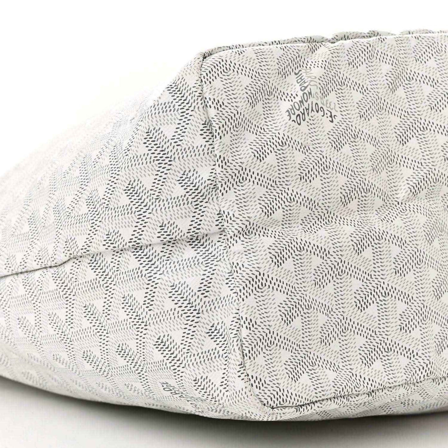 Goyard Saint Louis PM tote bag in white canvas, patterned monogram interior top view