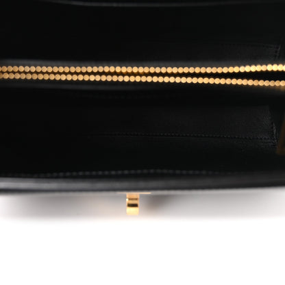 Celine mini bag interior with beaded zipper trim and black leather lining