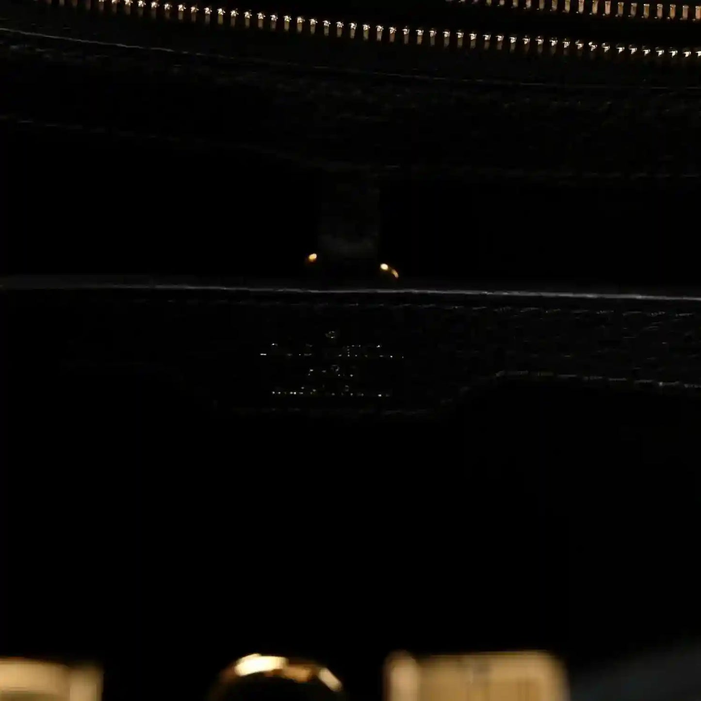 Louis Vuitton Capucines BB bag close-up of black leather with zipper and gold trim