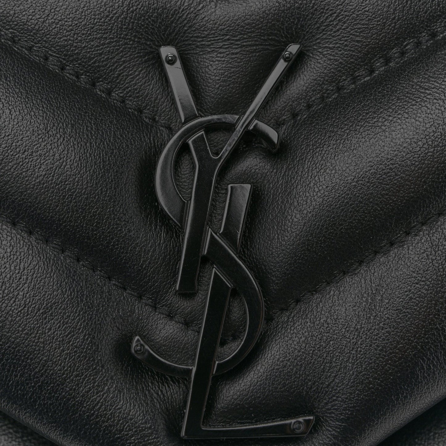 Small chevron quilted calfskin chain satchel with YSL monogram, black leather