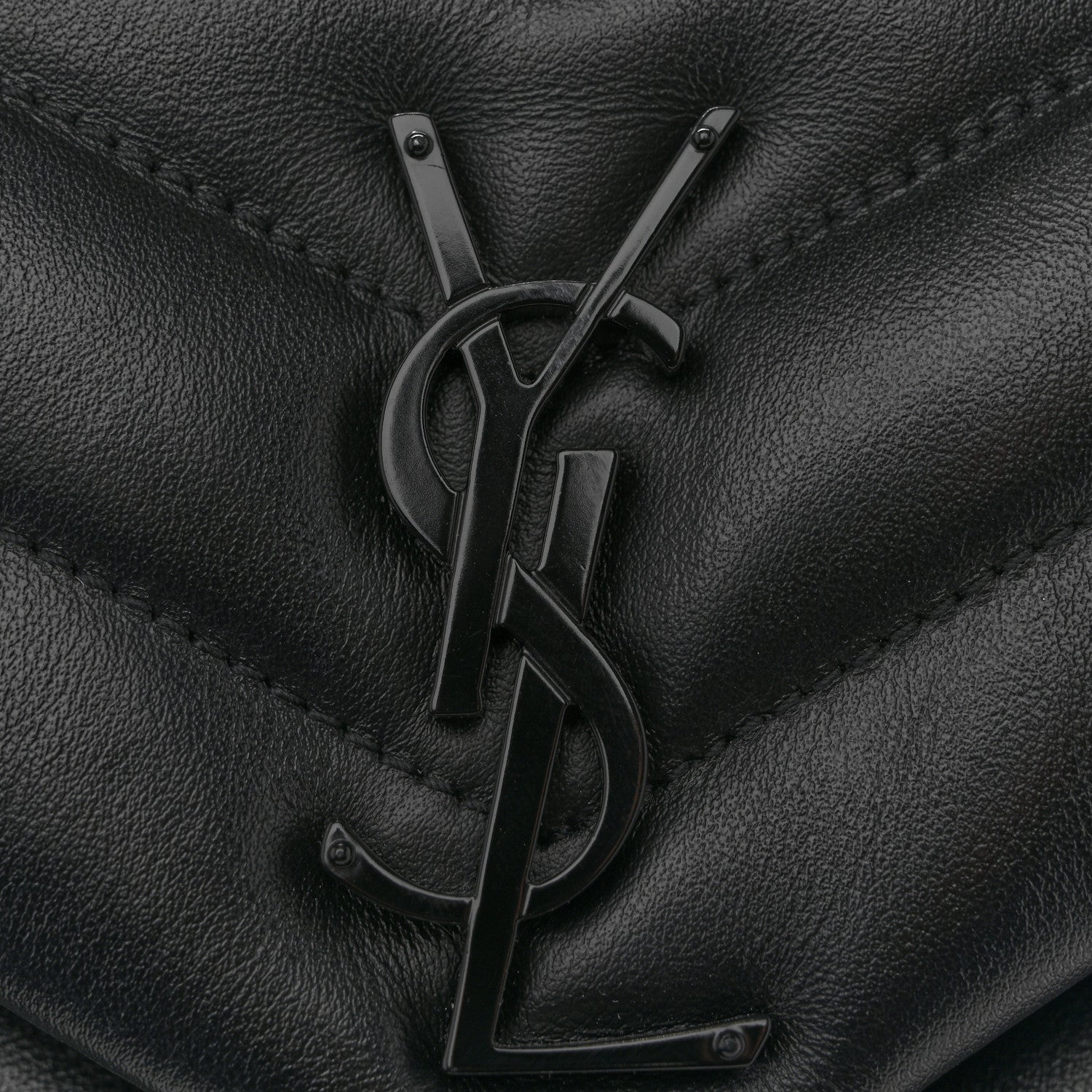 Small chevron quilted calfskin chain satchel with YSL monogram, black leather