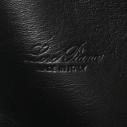 Black nubuck leather with stamped brand detail