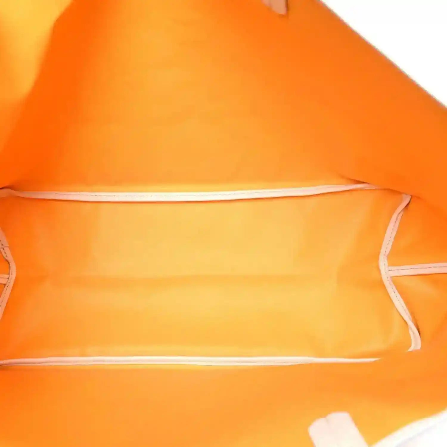 Orange fabric lining with white seam details