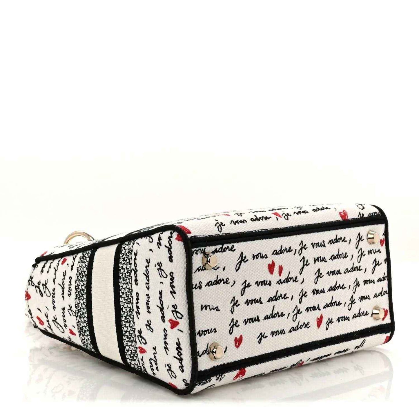 Medium Lady D-Lite bag with Dioramour canvas and black trim, top zipper closed