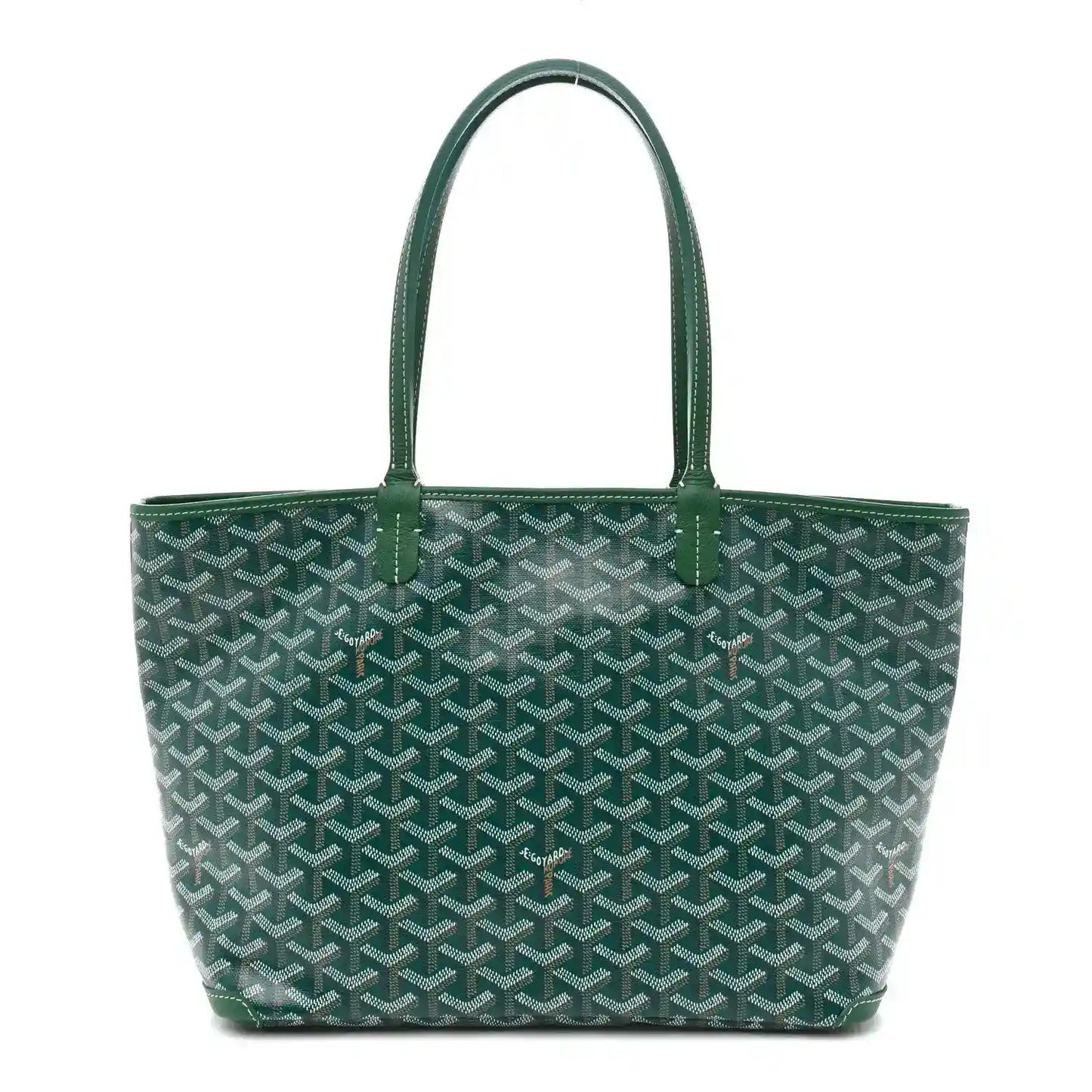 Goyard Artois PM tote bag in classic green Goyardine canvas with top handles