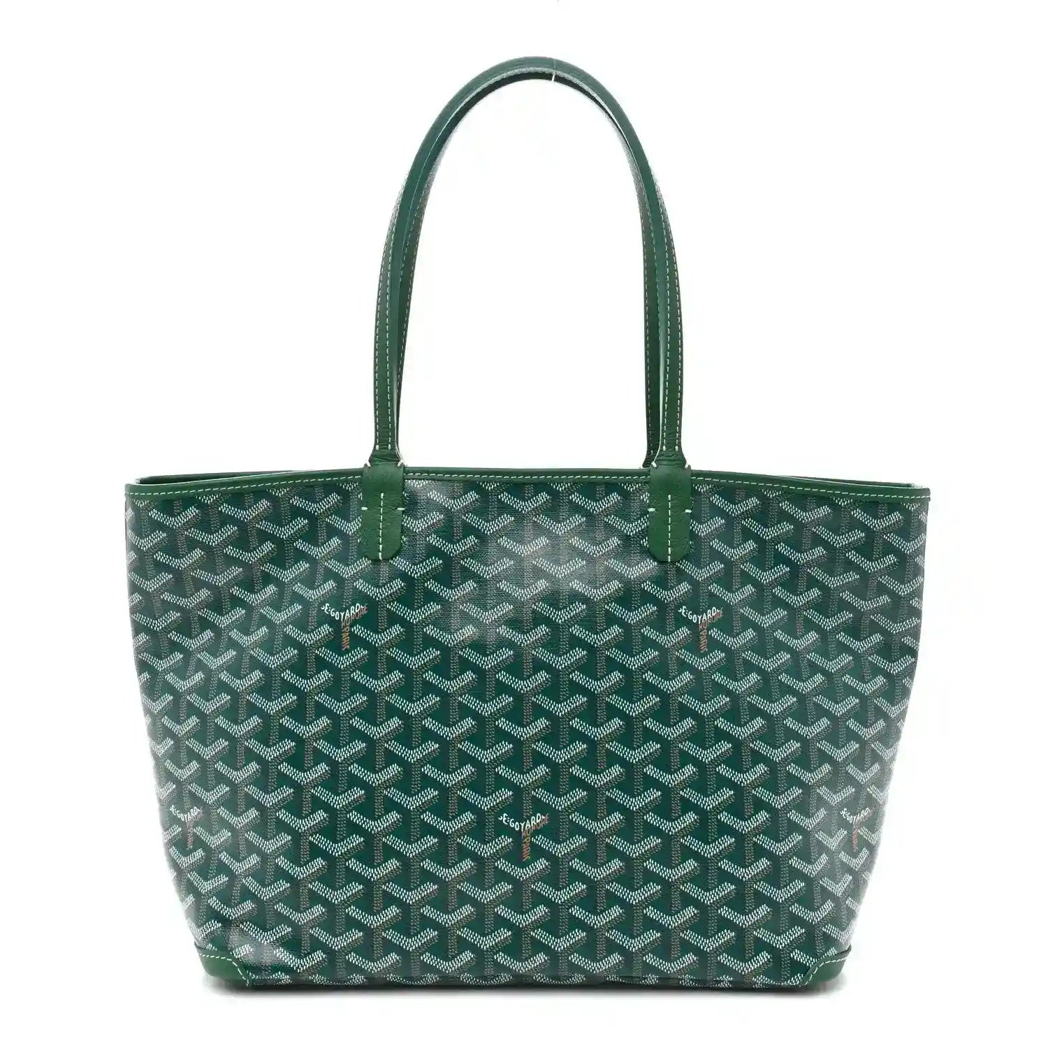 Goyard Artois PM tote bag in classic green Goyardine canvas with top handles