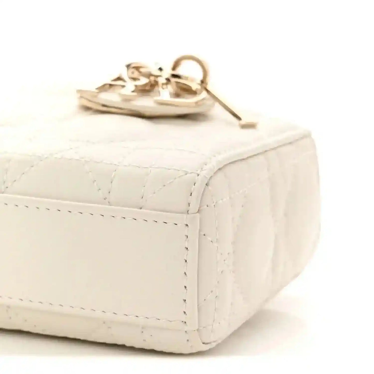 Cream micro lady D-Joy bag end with gold-tone clasp detail