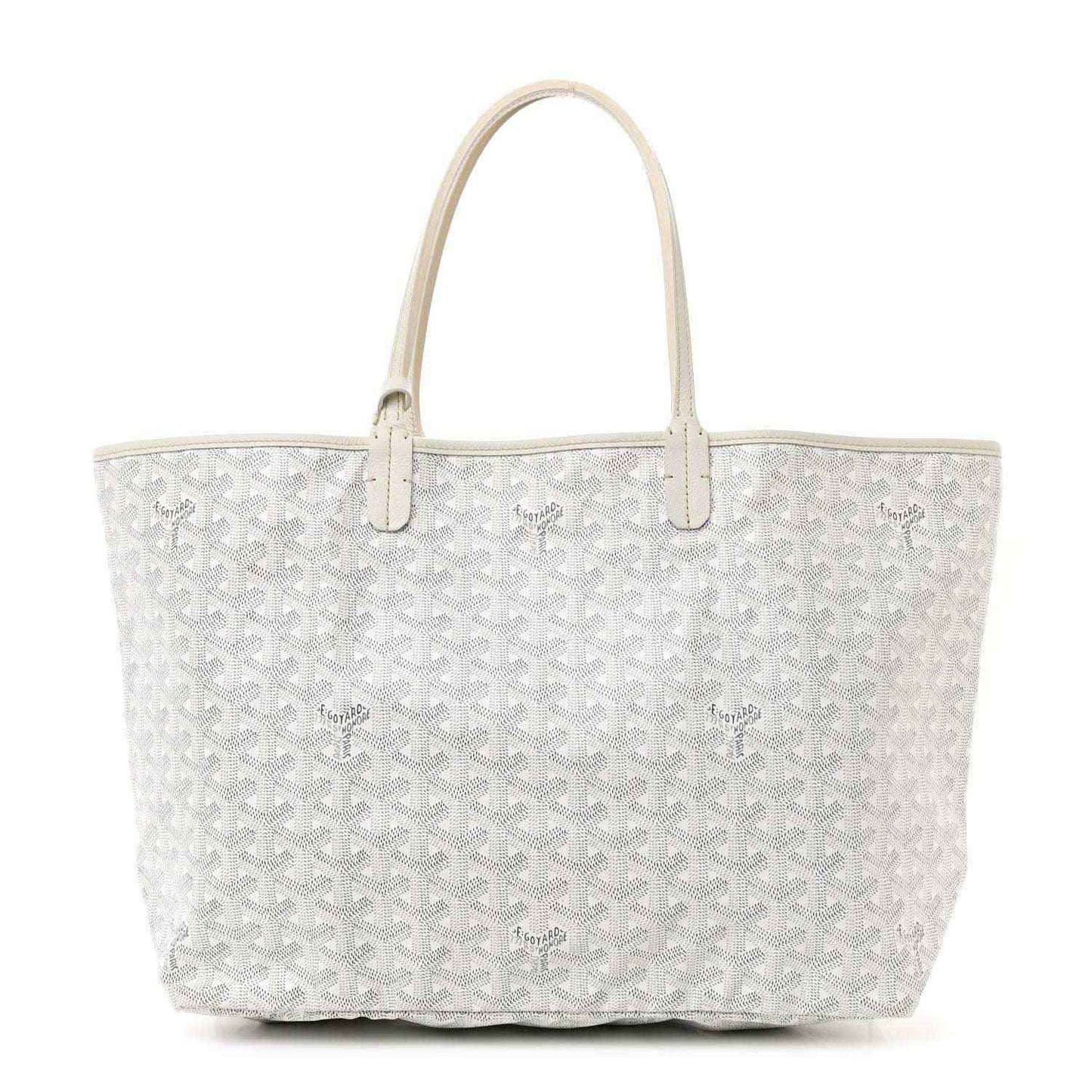 Goyard Saint Louis PM tote bag in white canvas with top handles and logo pattern