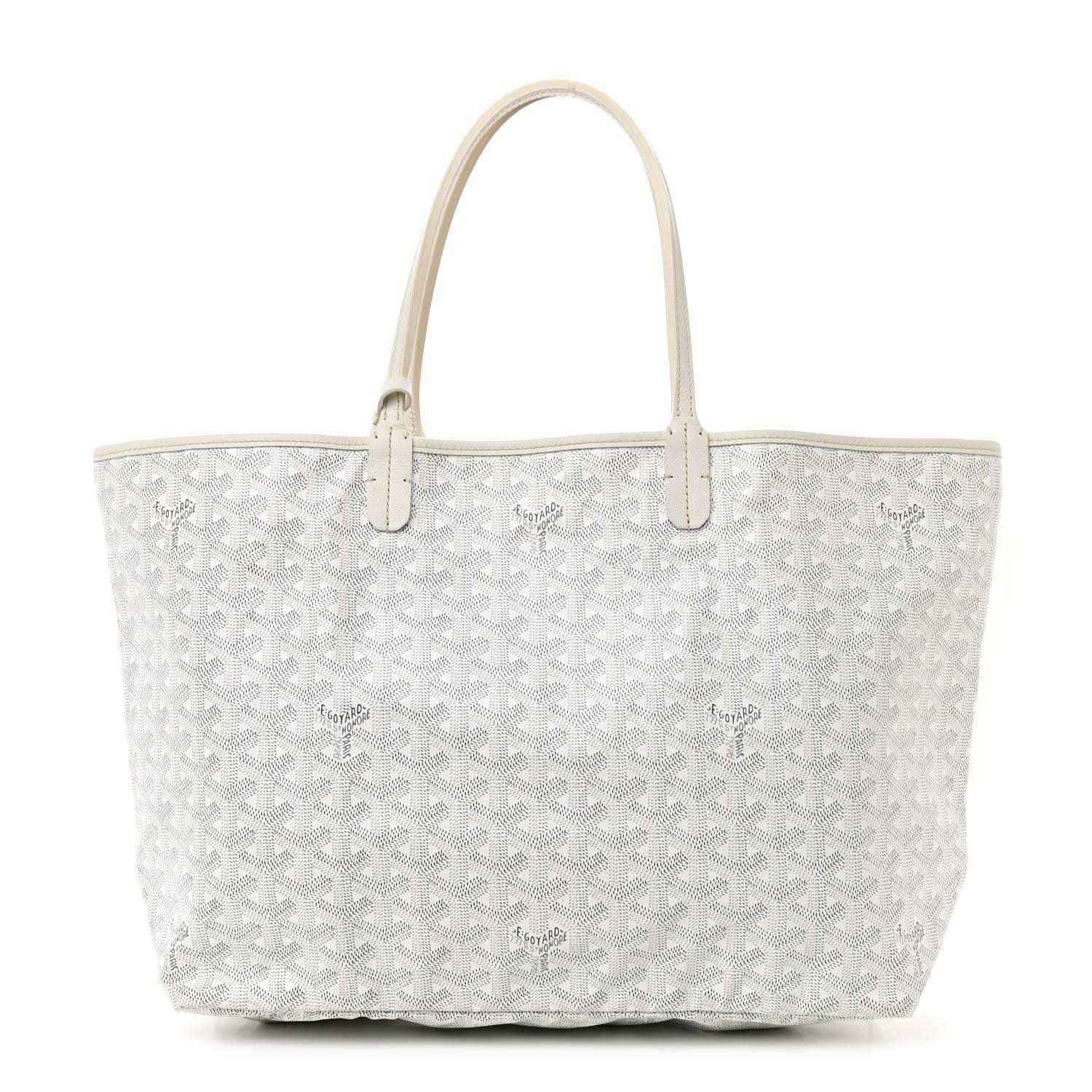 Goyard Saint Louis PM tote bag in white canvas with top handles and logo pattern