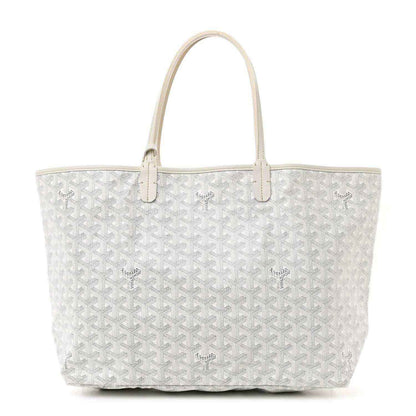 Goyard Saint Louis PM tote bag in white canvas with top handles and logo pattern
