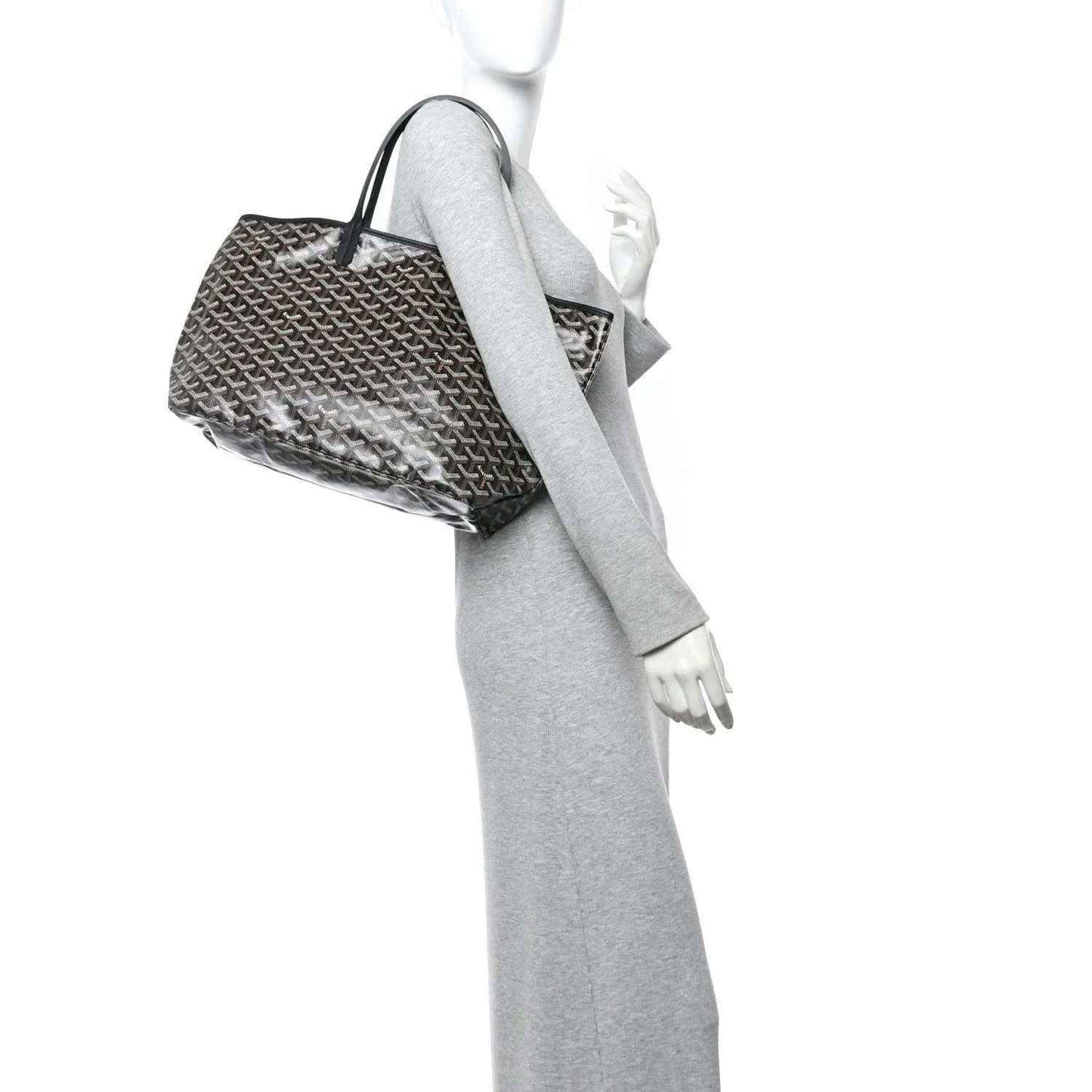 Goyard Saint Louis PM tote bag in classic black, patterned with top handles