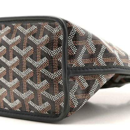 Mini Anjou reversible tote bag, patterned panel with black piping and visible stitching