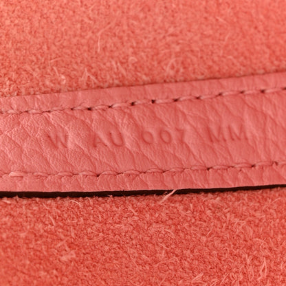 Rose pink leather edge seam with contrast stitching detail