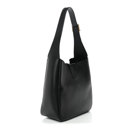 Black soft hobo handbag with single shoulder strap and rounded bottom silhouette.