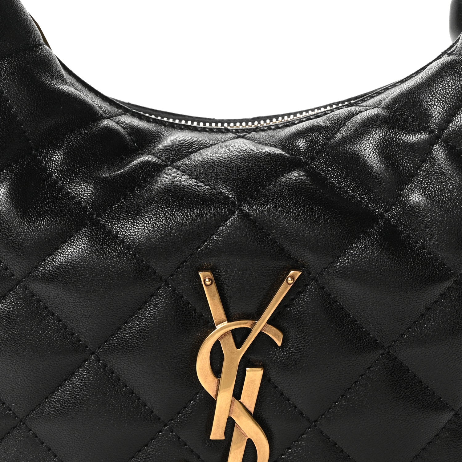 Quilted black leather bag with gold YSL monogram clasp