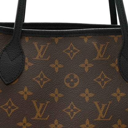 Monogram calfskin tote panel with black leather piping and textured leather