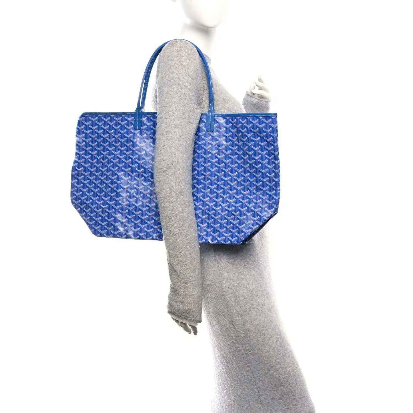 Goyard Saint Louis GM tote bag in sky blue Goyardine canvas, side view