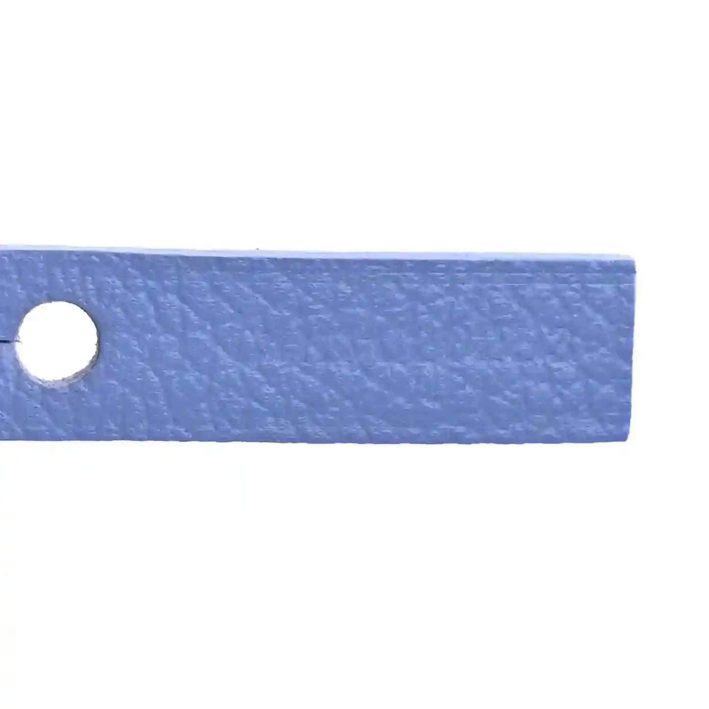 Goyardine tote bag strap end with circular eyelet, blue leather edge detail
