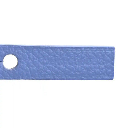 Goyardine tote bag strap end with circular eyelet, blue leather edge detail
