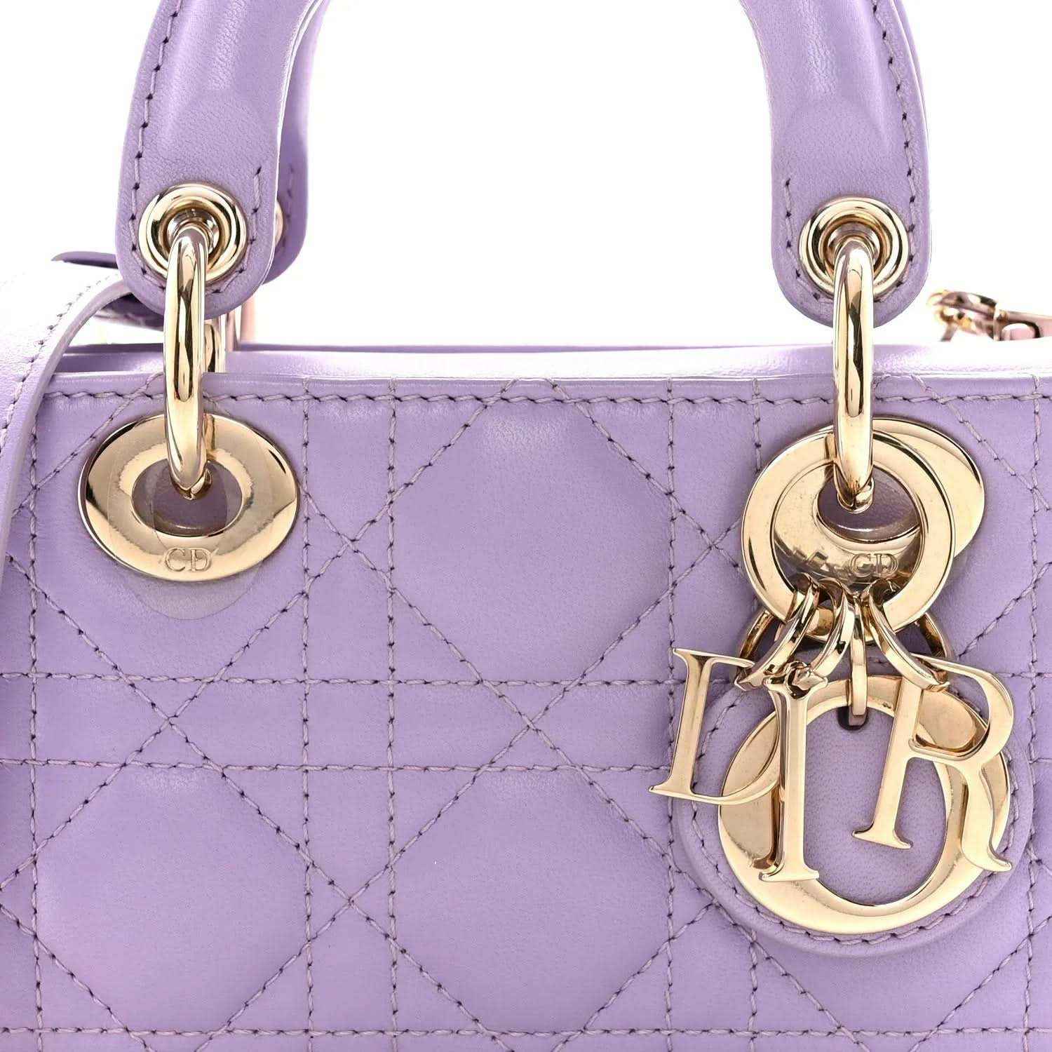 Lilac quilted micro D-Joy bag with gold-tone top rings and D charm