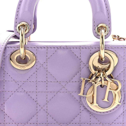 Lilac quilted micro D-Joy bag with gold-tone top rings and D charm