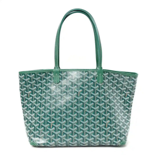 Green Goyardine Artois PM tote bag, structured shape with two top handles