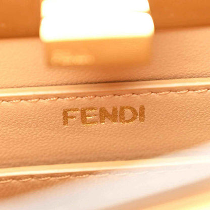 Small satchel leather panel with FENDI logo stamp and contrast-stitched border