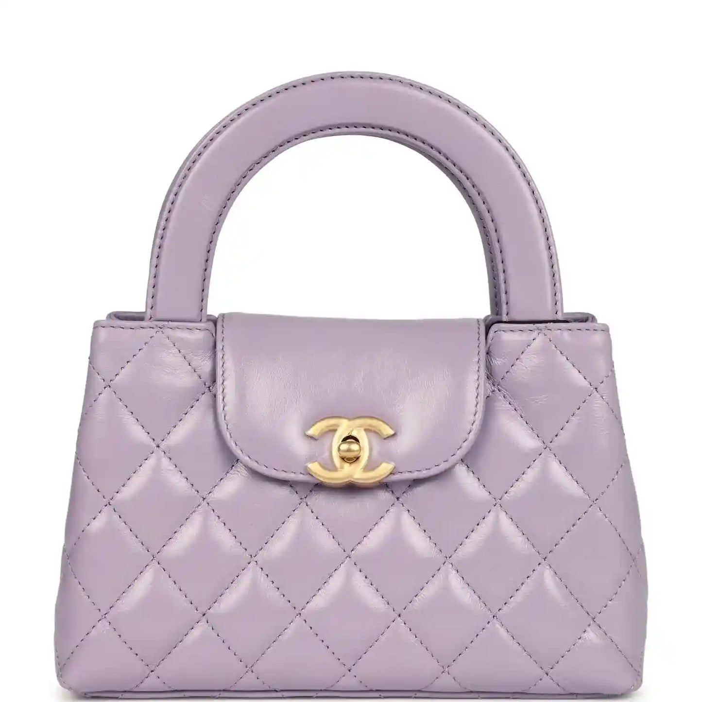 Chanel small Kelly shopper bag in light purple quilted aged calfskin leather