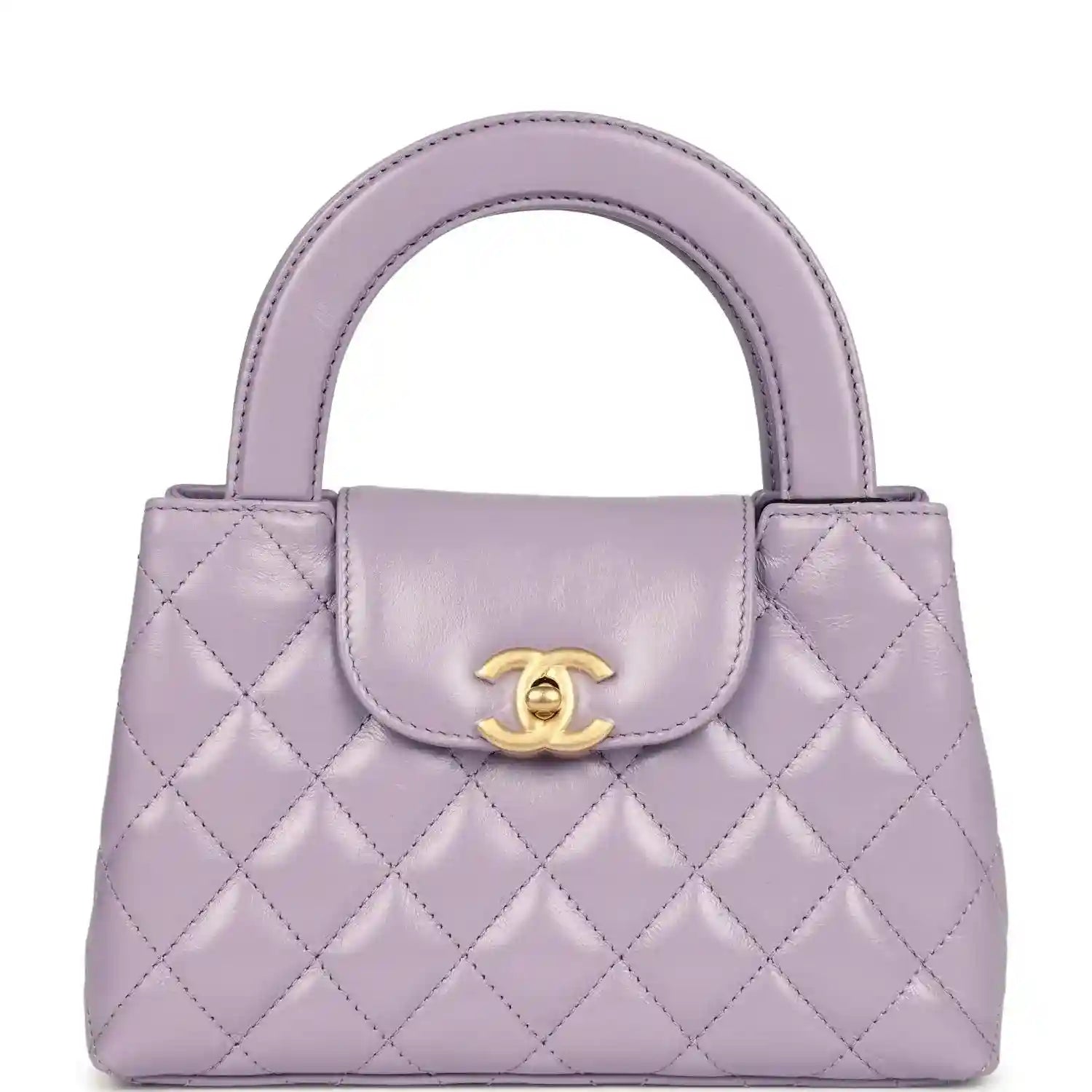 Chanel small Kelly shopper bag in light purple quilted aged calfskin leather