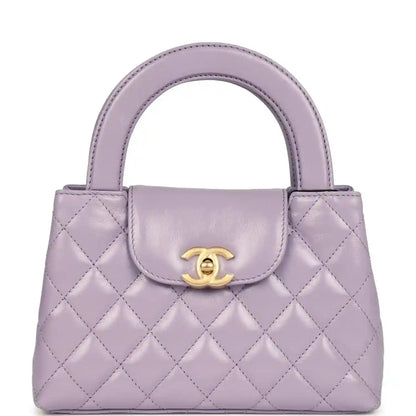 Chanel small Kelly shopper bag in light purple quilted aged calfskin leather