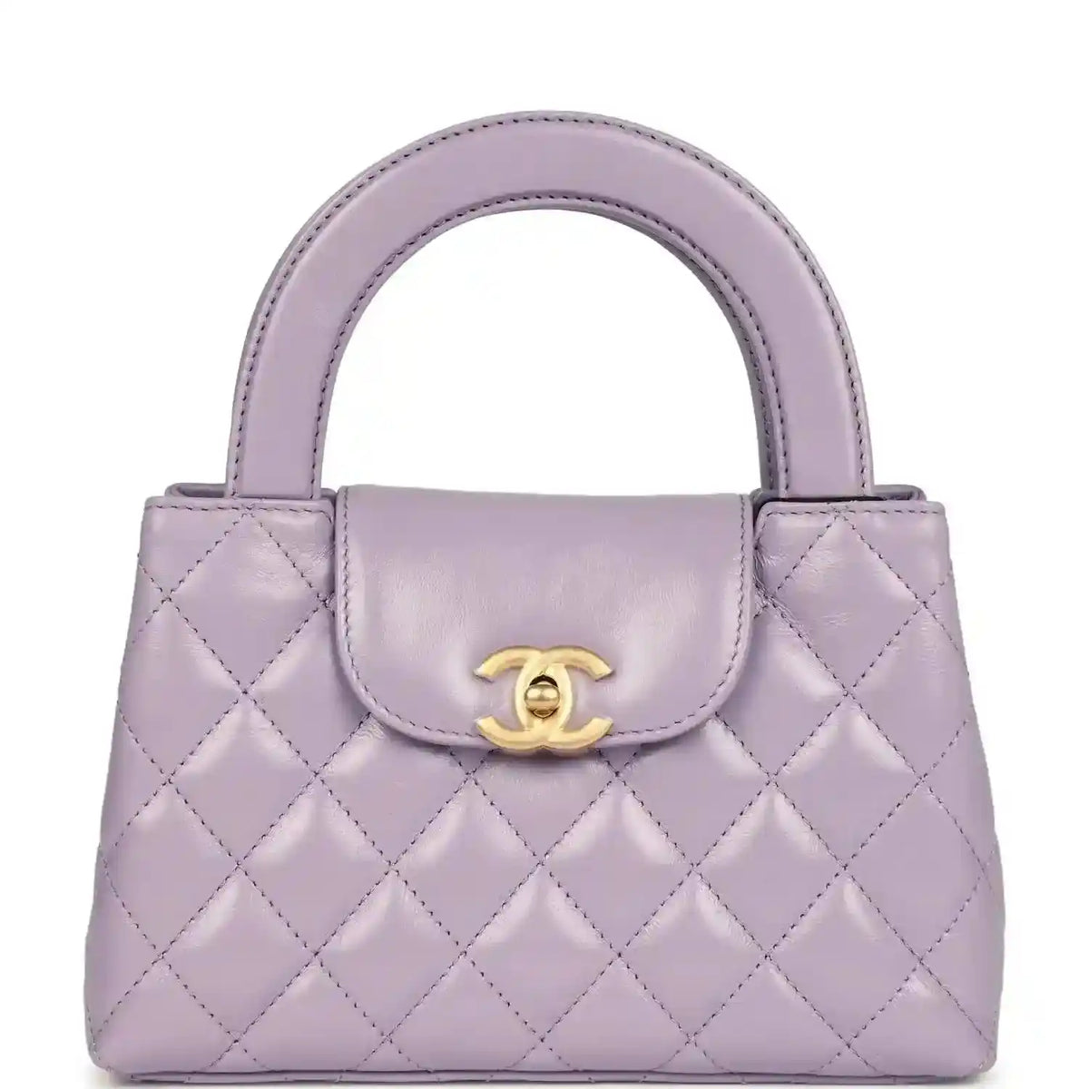 Chanel small Kelly shopper bag in light purple quilted aged calfskin leather