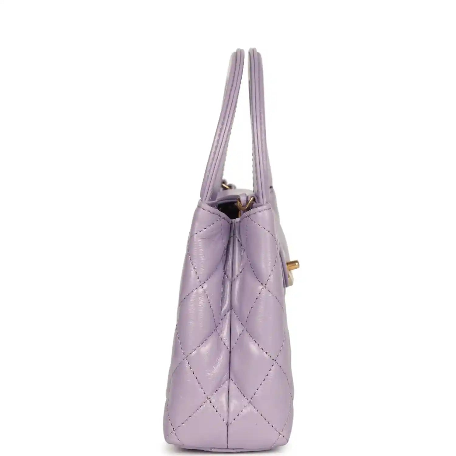 Chanel small Kelly shopper bag in light purple quilted leather with side opening