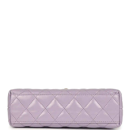 Chanel small Kelly shopper bag in light purple quilted leather with flat base