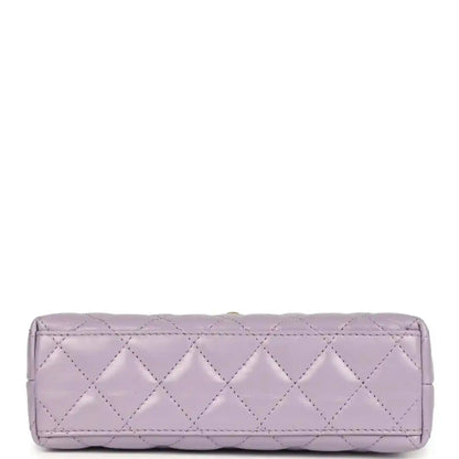 Chanel small Kelly shopper bag in light purple quilted leather with flat base