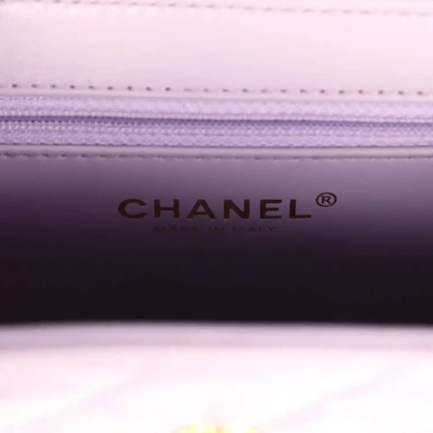 Chanel small Kelly bag interior lining with CHANEL logo