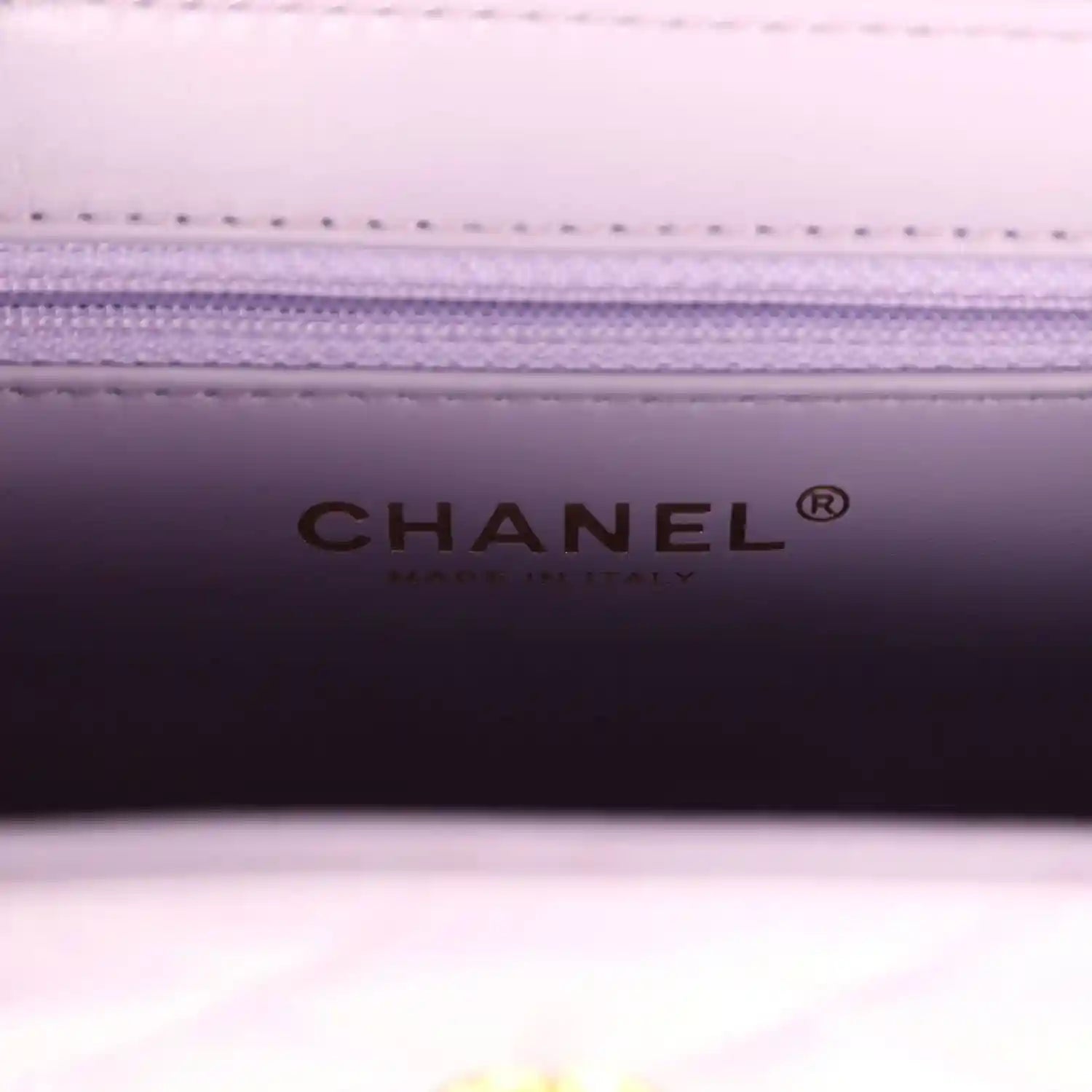 Chanel small Kelly bag interior lining with CHANEL logo