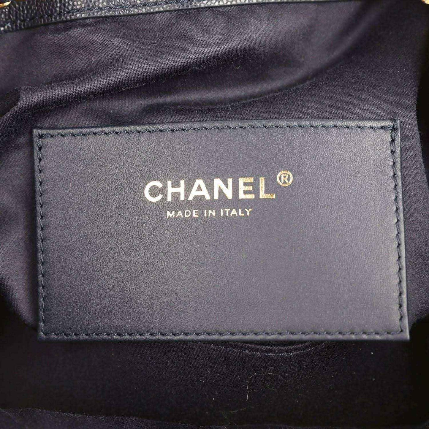CHANEL® bag label, Made in Italy, on lining