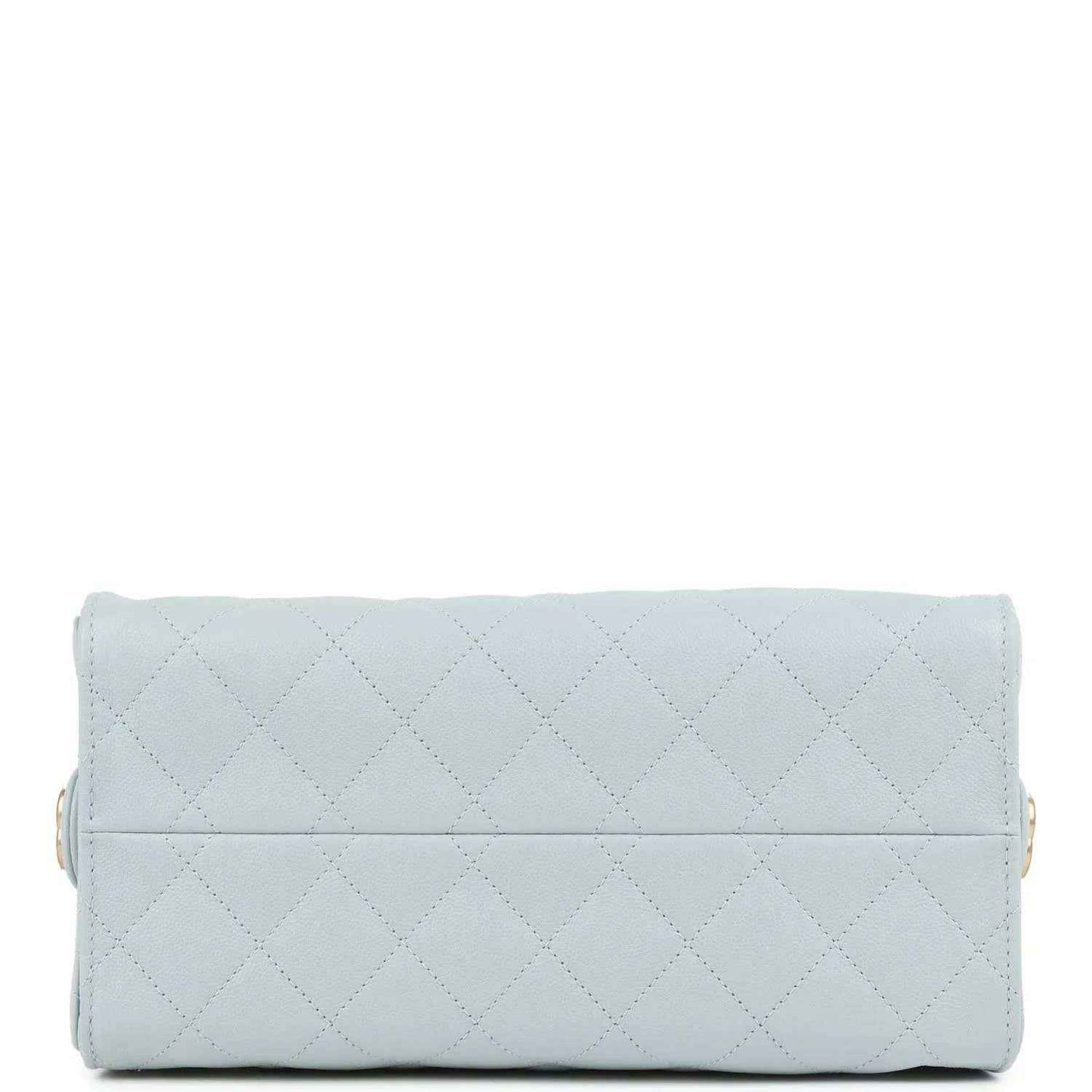 Light blue quilted caviar crossbody hobo bag with top flap closure