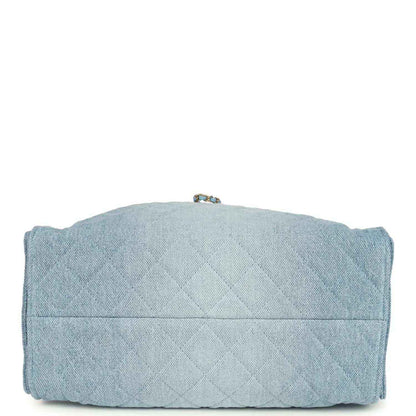 Chanel medium 25 hobo bag, blue washed denim, flat bottom and rear closure