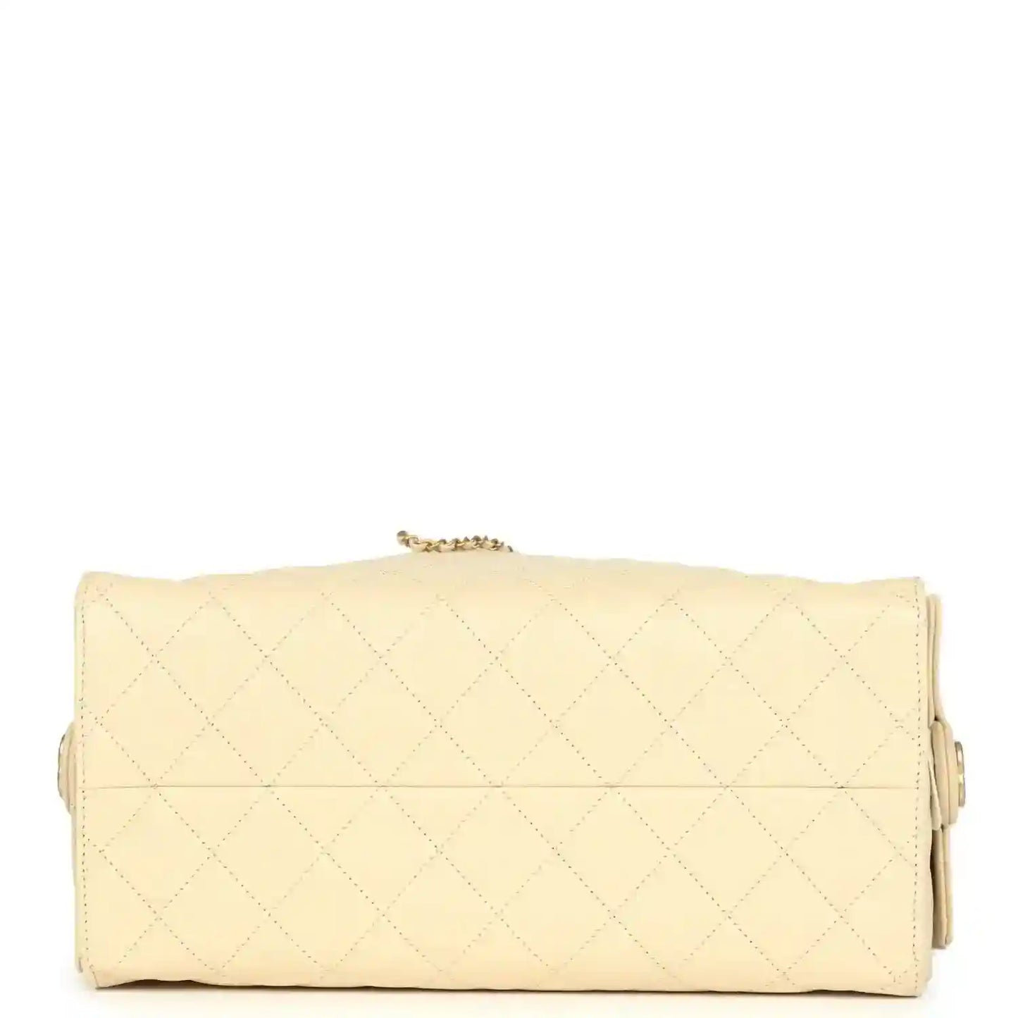 Medium hobo bag in light beige quilted caviar leather with gold hardware