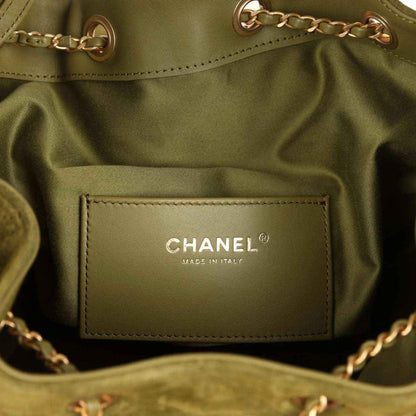 CHANEL label inside suede hobo bag, stamped Made in Italy