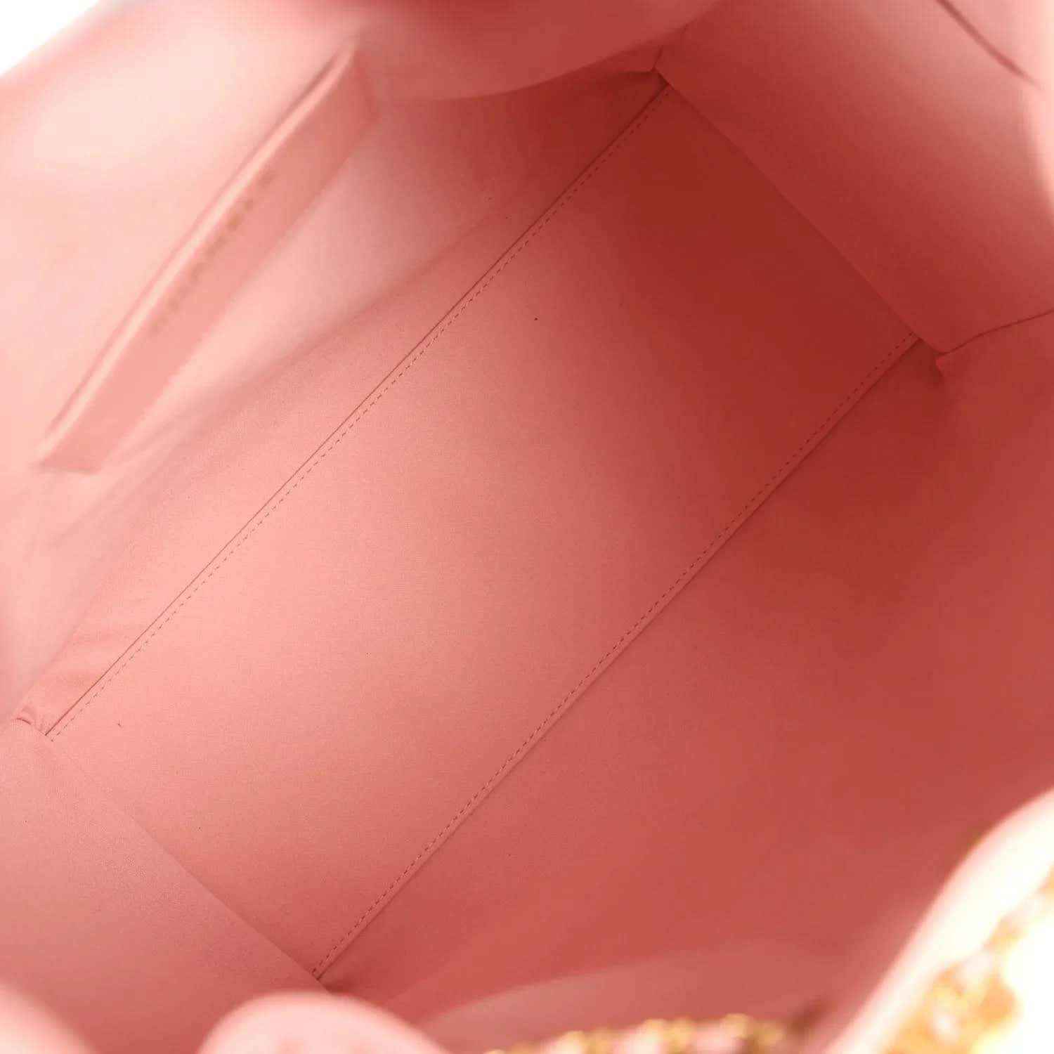Light pink quilted caviar leather hobo bag interior lining