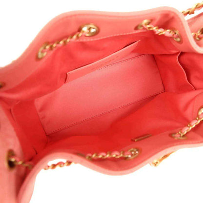 Chanel mini hobo bag interior with pink fabric lining and gold-tone chain accents