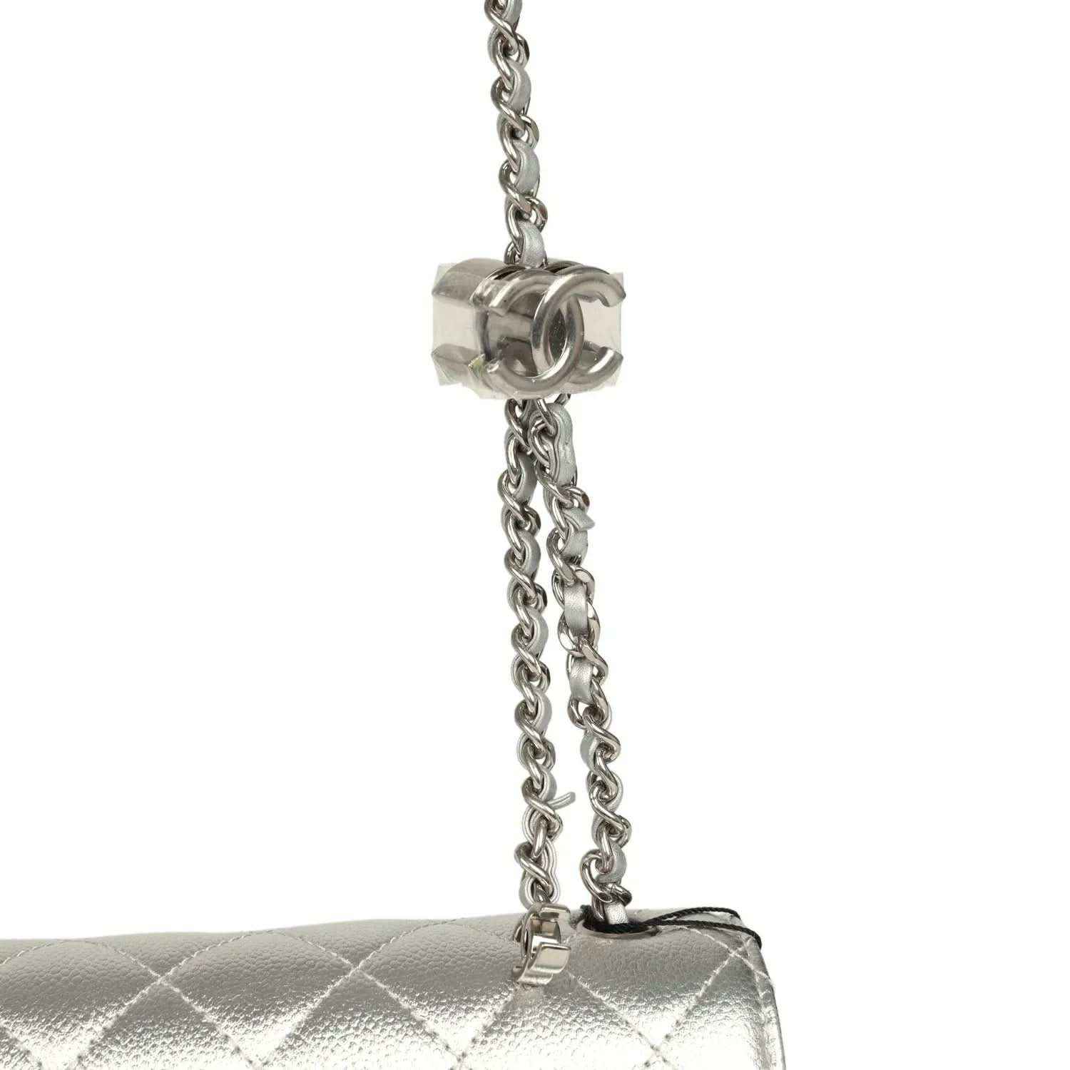 Chanel mini CC flap bag chain strap with silver clasp hardware
