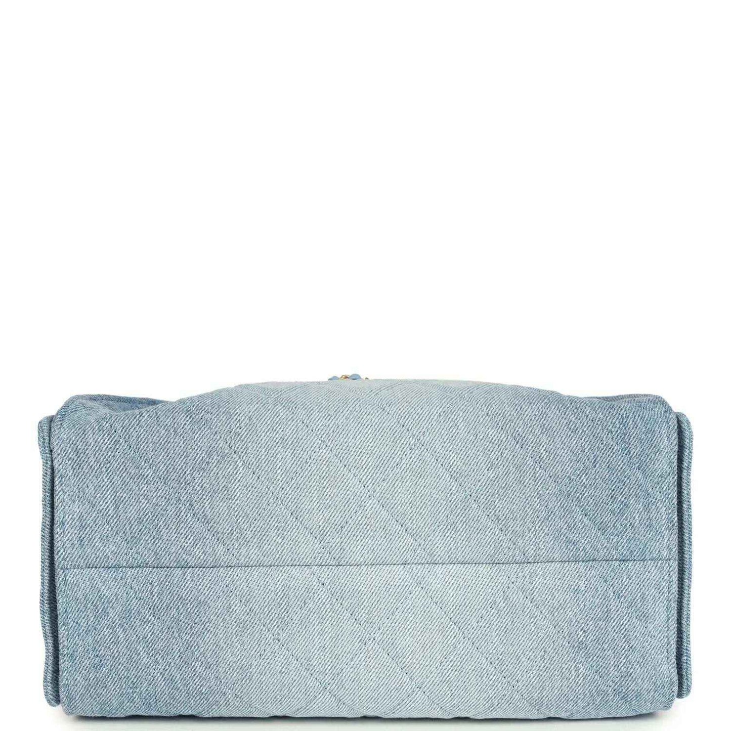 Chanel small hobo bag back panel in light blue washed denim with quilted pattern