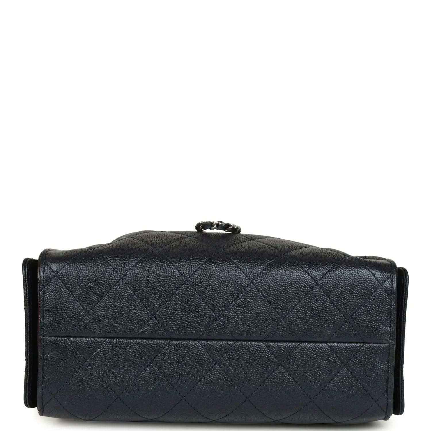 Mini 25 hobo bag dark blue quilted leather with top handle and flap closure