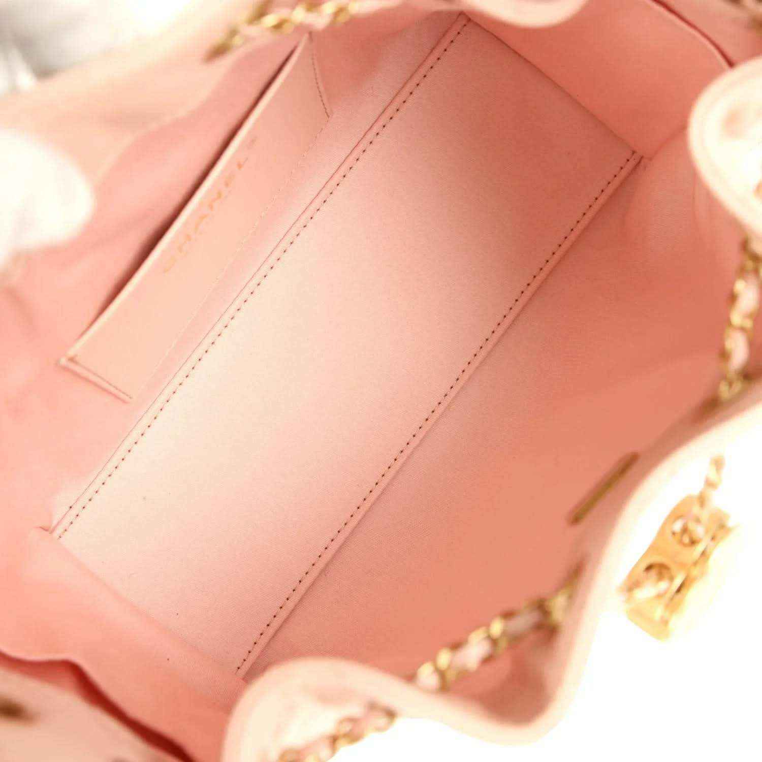 Mini 25 hobo bag interior logo patch with CHANEL text and MADE IN ITALY